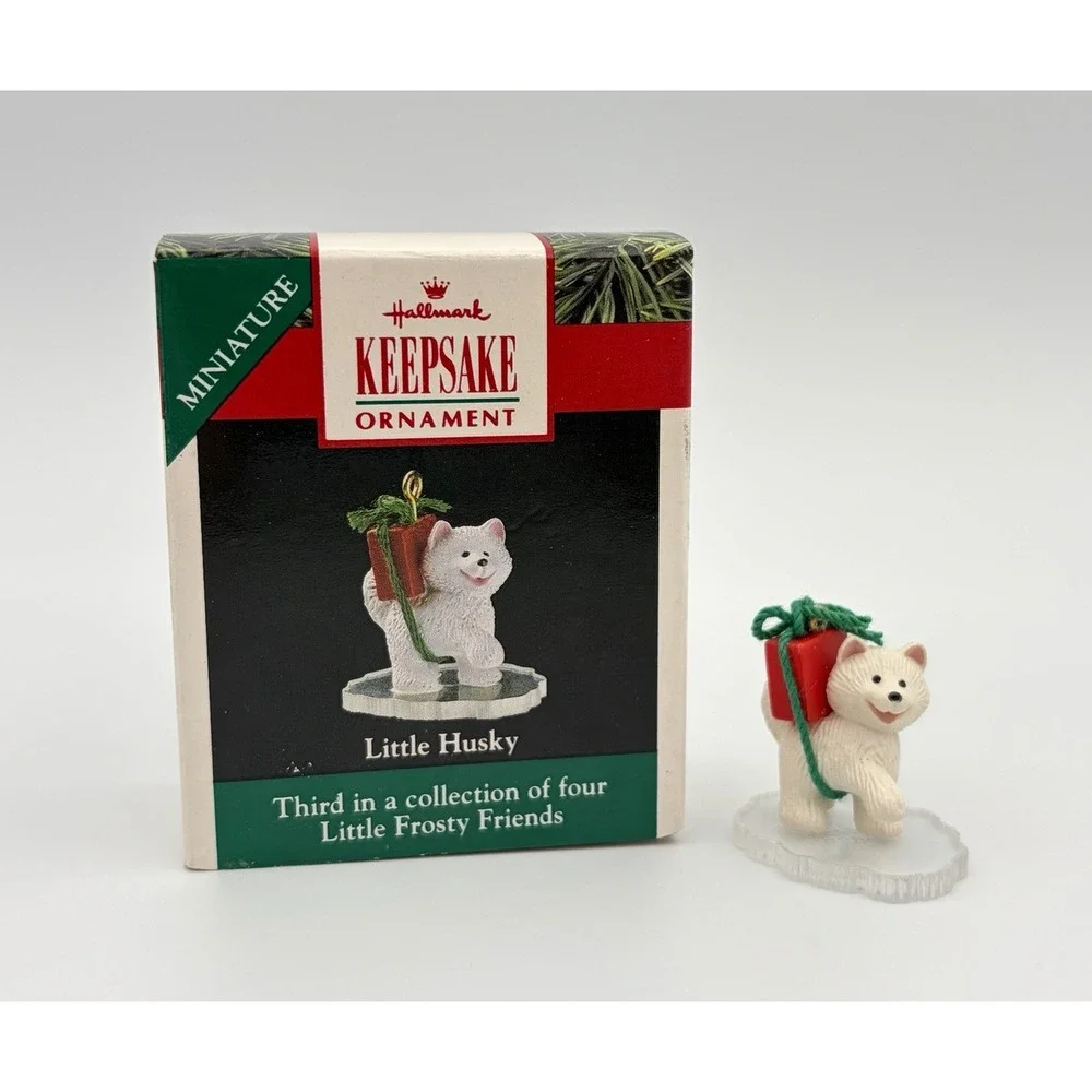 Hallmark Miniature Keepsake Ornament Little Husky 1990 Frosty Friends 3rd VTG